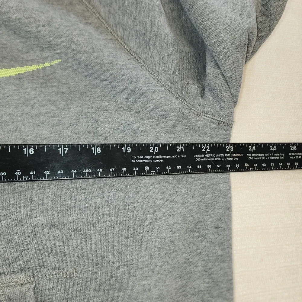 Nike Mens‎ Hoodie Gray Neon Green Logo Pullover Sweatshirt Large RN56323 677